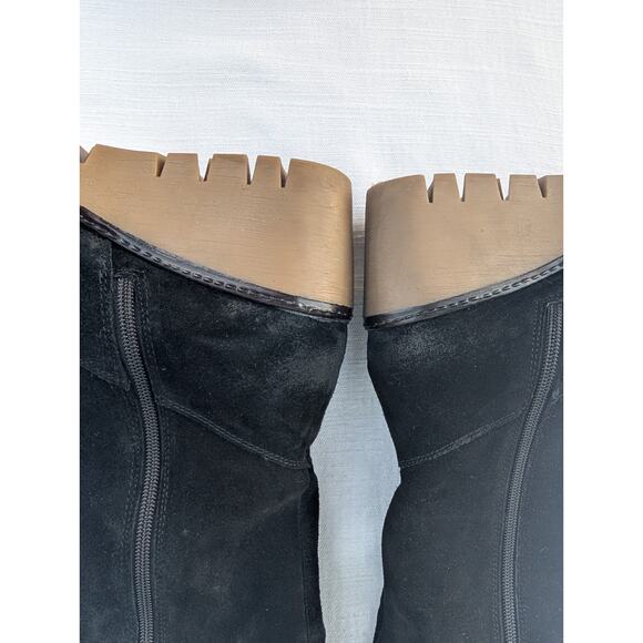 Vintage Foundry Co Womens Maisie Tall Suede Wedge Boots 9 Black Slouch Soft Luxe - Picture 5 of 11